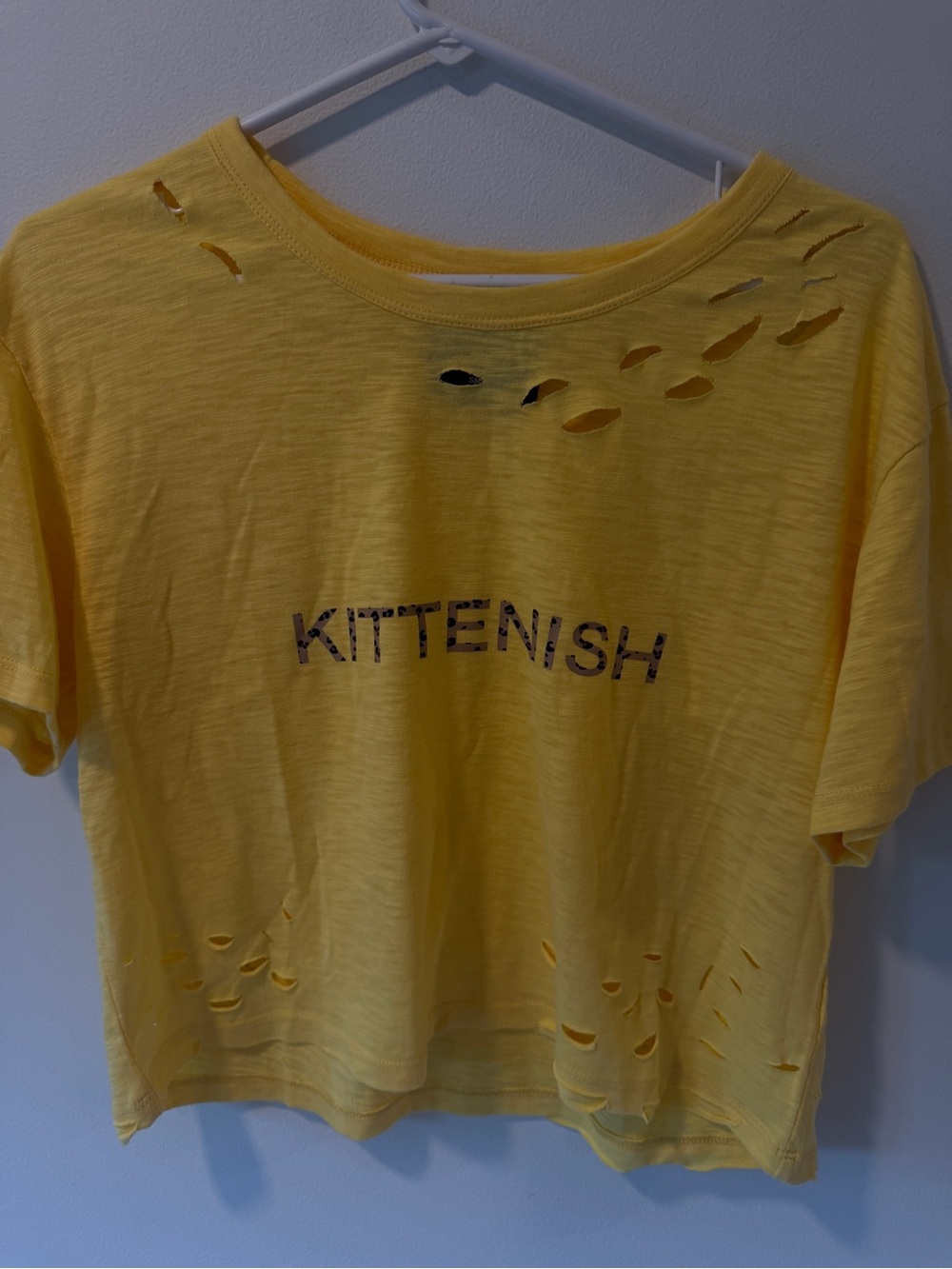Kittenish Bright Yellow Distressed Logo Tee
